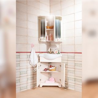 Тумба под раковину Бриклаер Кантри 4627125413704 угловая 60 см бежевый дуб прованс